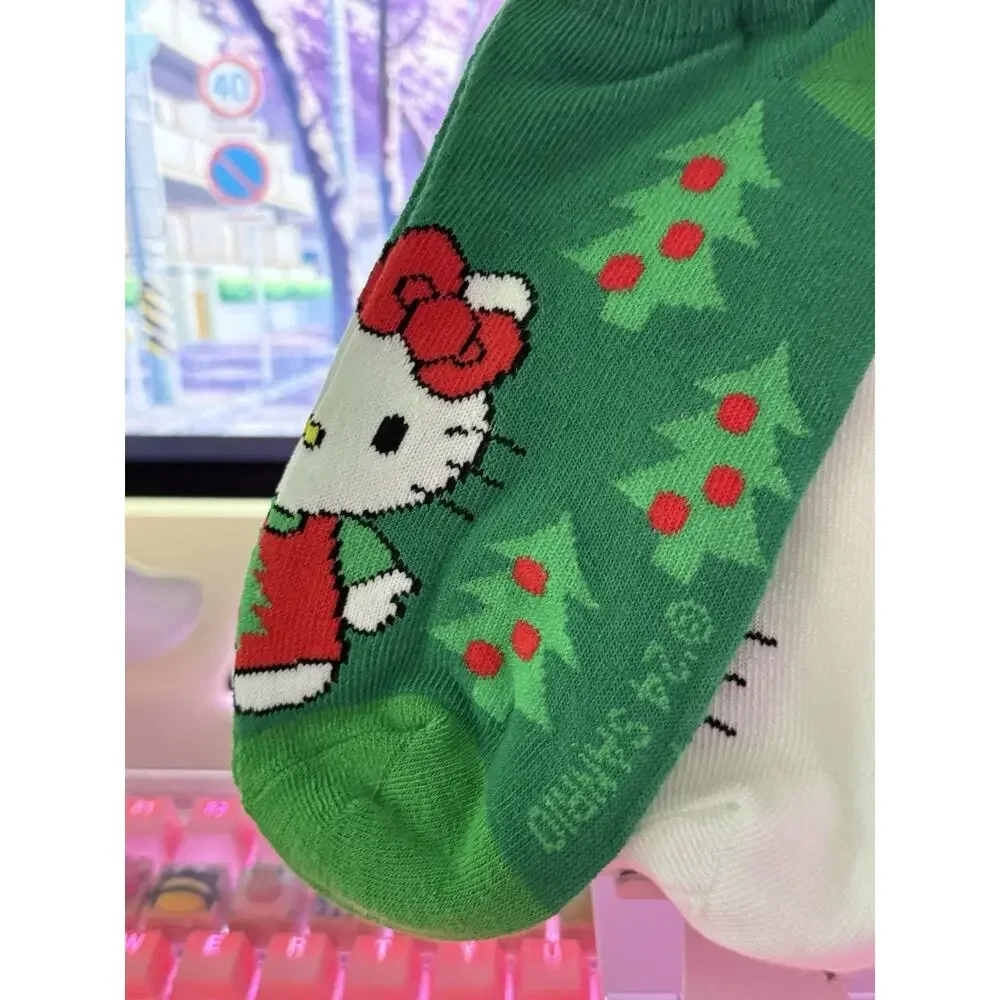 Hello Kitty Women's Christmas Holiday No Show Socks 3 Pack Pair 2024 Sanrio